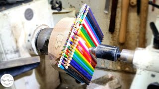 Woodturning - Colorful Epoxy Resin Crayon Bowl