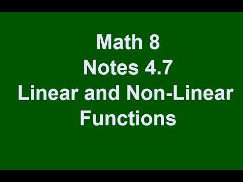 M8 Notes 4.7 Linear and Non-Linear Functions