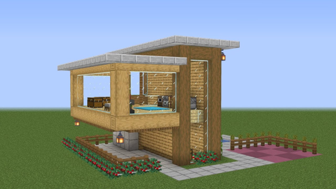 Чертеж хай тек дома в майнкрафте