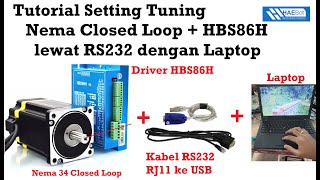 Tutorial Cara Mengontrol Setting Motor Stepper Nema Closed Loop RJ11 RS232 Driver HBS86H Tuning
