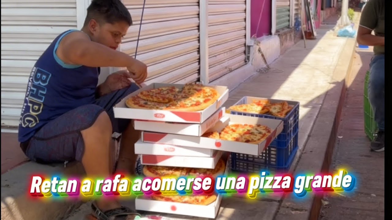 GRAN RETO DELA PIZZA 🍕 RETAN RAFA COMERCE UNA PIZZA GRANDE EN 1 hora y  PASO ESTO 😔