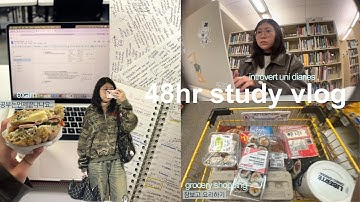 48hr study vlog✩ | introvert uni diaries, exam, library, grocery, stress korean food, 8am lectures
