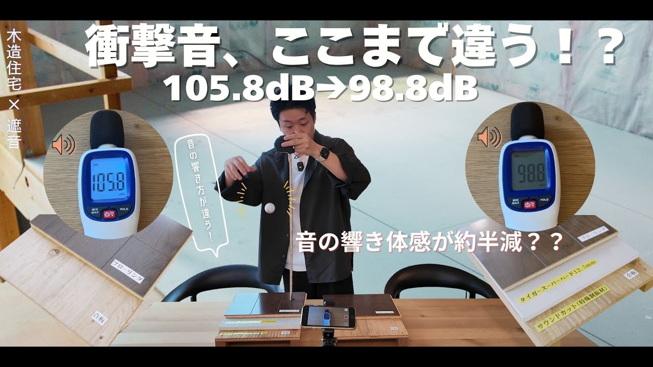 105.8dB→98.8dBへ！床遮音性を検証【タイガースーパーハード】