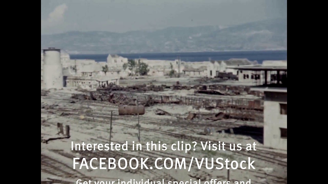 WW2 Sicily View of bombed and destroyed railway station in Messina