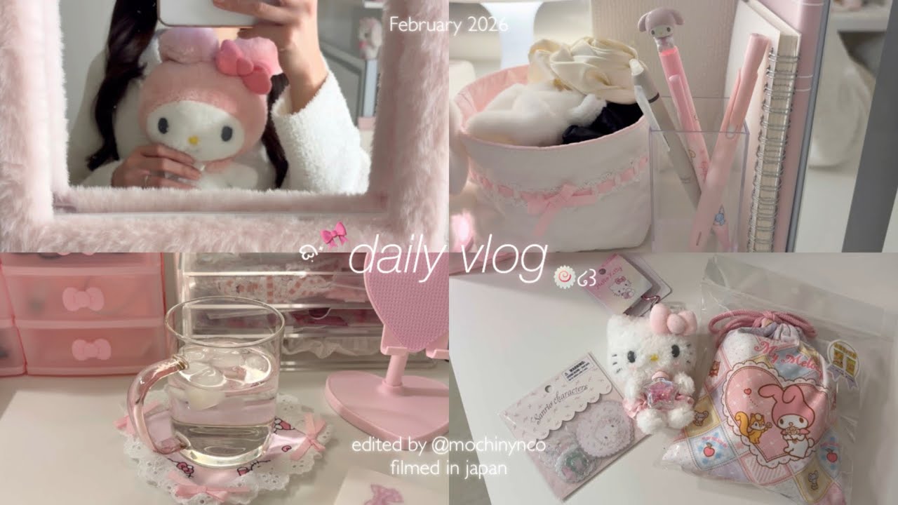 ꒰vlog꒱🎀⭐︎ ࣪ ˖ピンク好き社会人冬の一人時間‎໒꒱サンリオ購入品紹介,ハンドメイド,部屋の収納,日常ブイログ,브이로그