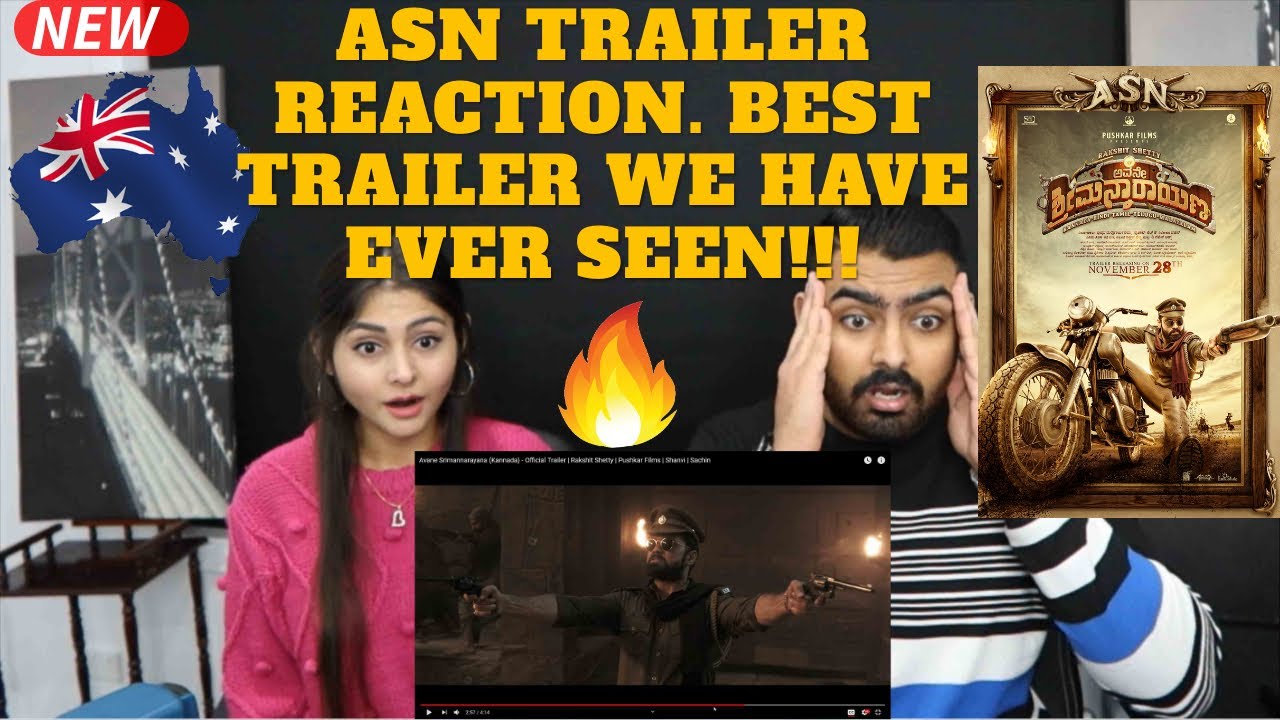 AVANE SRIMANNARAYANA (KANNADA) TRAILER Reaction By an AUSTRALIAN Couple | Rakshit Shetty ASN Review!