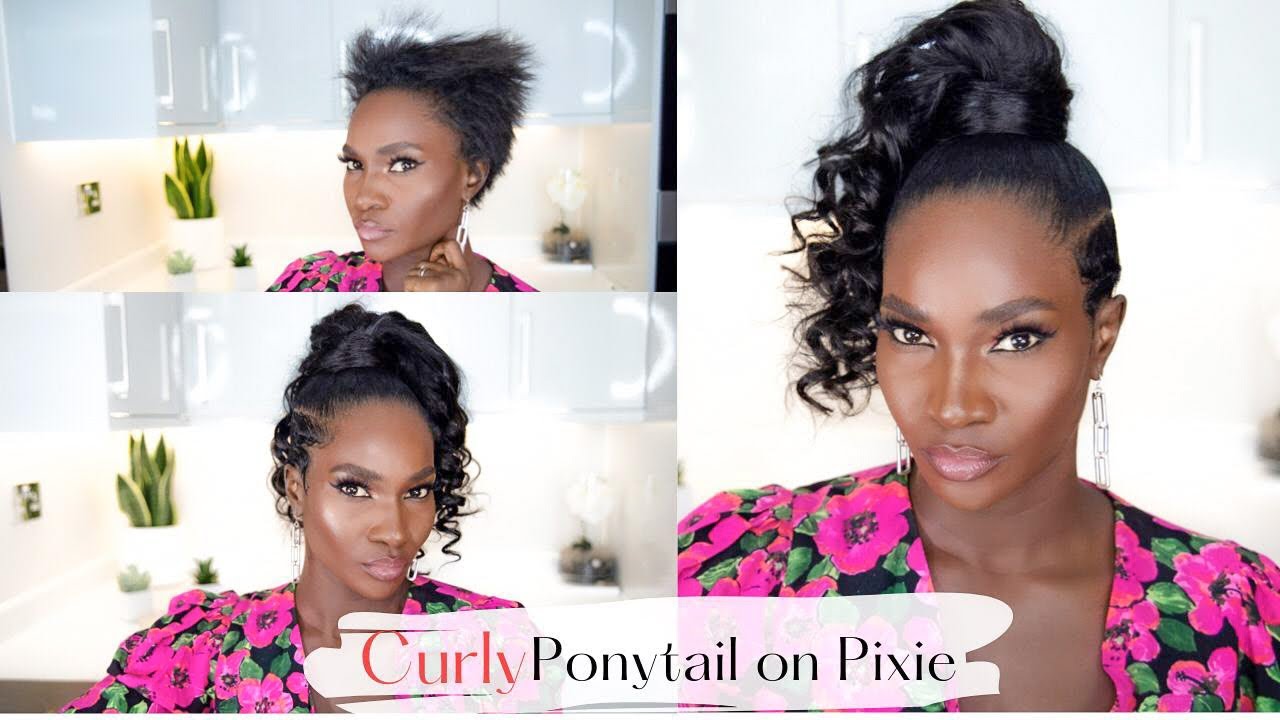 CURLY PONYTAIL ON SHORT HAIR | PIXIE CUT | TUTORIAL