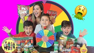 MYSTERY WHEEL OF PIZZA CHALLENGE | DID SHE JUST THROW UP? | PHILLIPS FamBam CHALLENGES