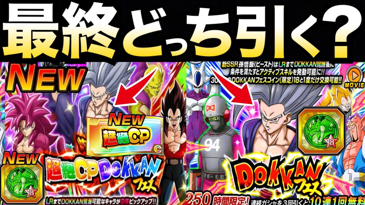 悩む超豪華キャラ来た!!『最終結論』どっち引くべき？超絶CPドッカンフェス目玉確率＆注意点徹底解説！！【ドッカンバトル】【地球育ちのげる】