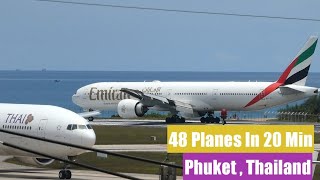 48 Planes in 20 Min @  HKT Phuket Airport | Plane Spotting