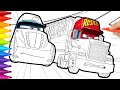 CARS 3 Mack Hauler vs Gale Beaufort Jackson Storm&#39;s Hauler Drawing and Coloring Pages | Tim Tim TV