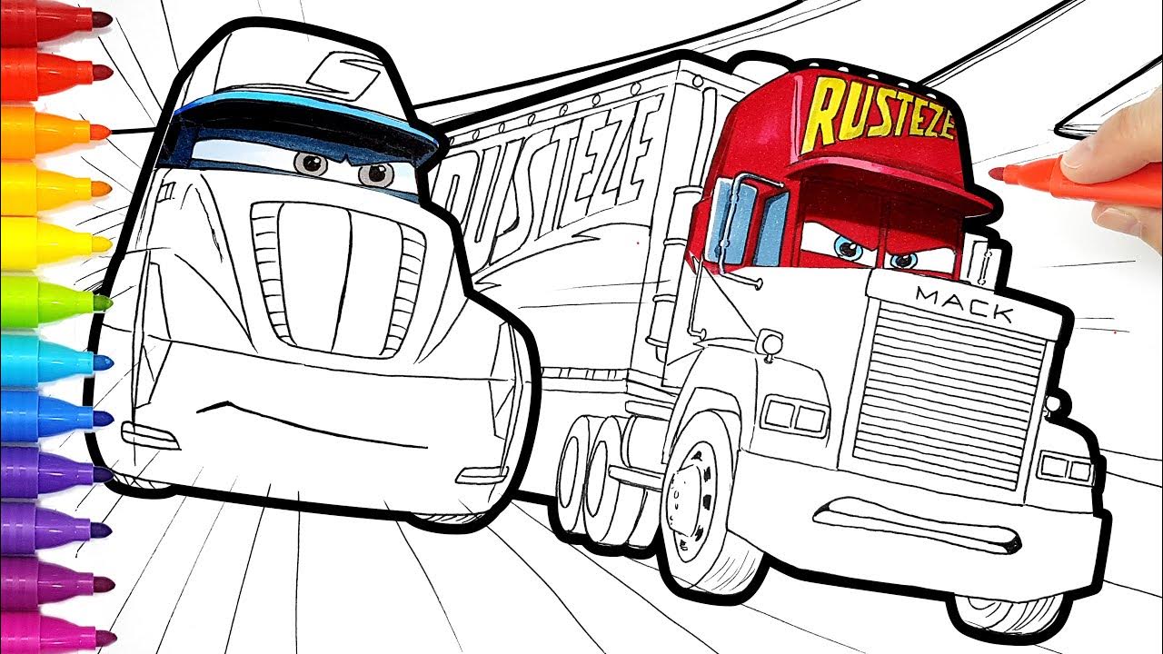 CARS 3 Mack Hauler vs Gale Beaufort Jackson Storm's Hauler Drawing and