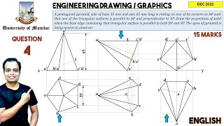 Mumbai University | Dec 2022 | Engineering Graphics | PYQ | Q4 | Projection of Solids