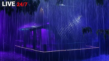 24/7 🔴 Heavy Rain on a Tin Roof for Sleeping , Sleep Instantly with Rain Sounds & Thunder at Night