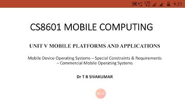 CS8601 - V Unit - Mobile Platform
