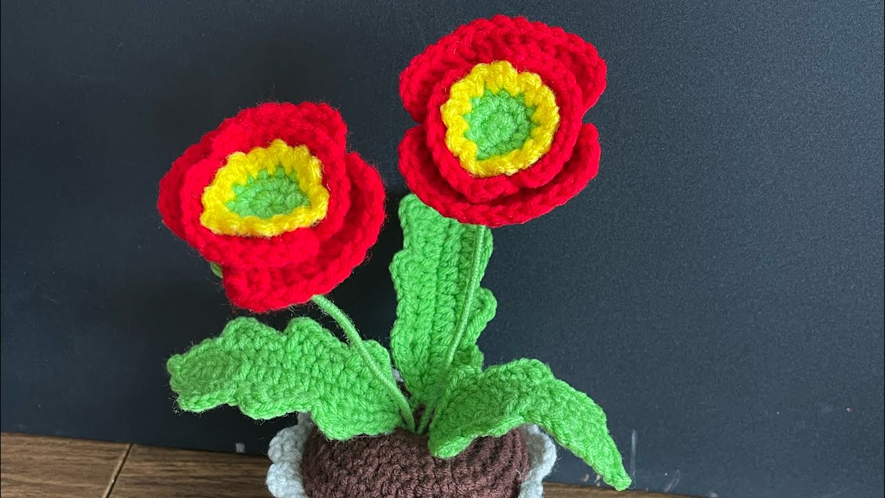 Flor Amapola  🌺 paso a paso fácil de tejer 🥰🧶