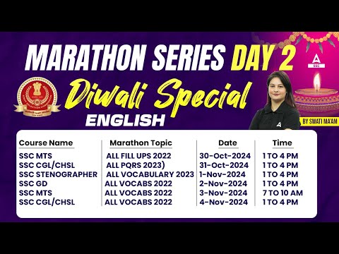 SSC MTS | Diwali Special | English Marathon For SSC MTS | Day 2 | By Swati Mam