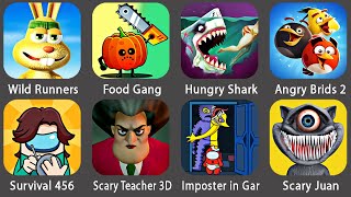 Wild Runners,Food Gang,Hungry Shark,Angry Brids 2,Survival 456,Scary Teacher 3D