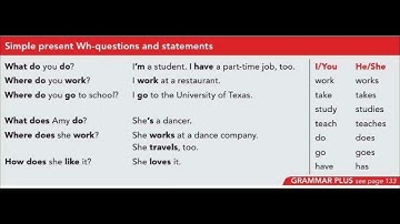 grammar focus Simple present WH questions and statements