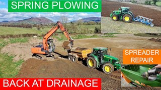 LAND DRAINAGE RETURN - SPRING PLOUGHING - FERT  SPREADER RECON CONTINUES