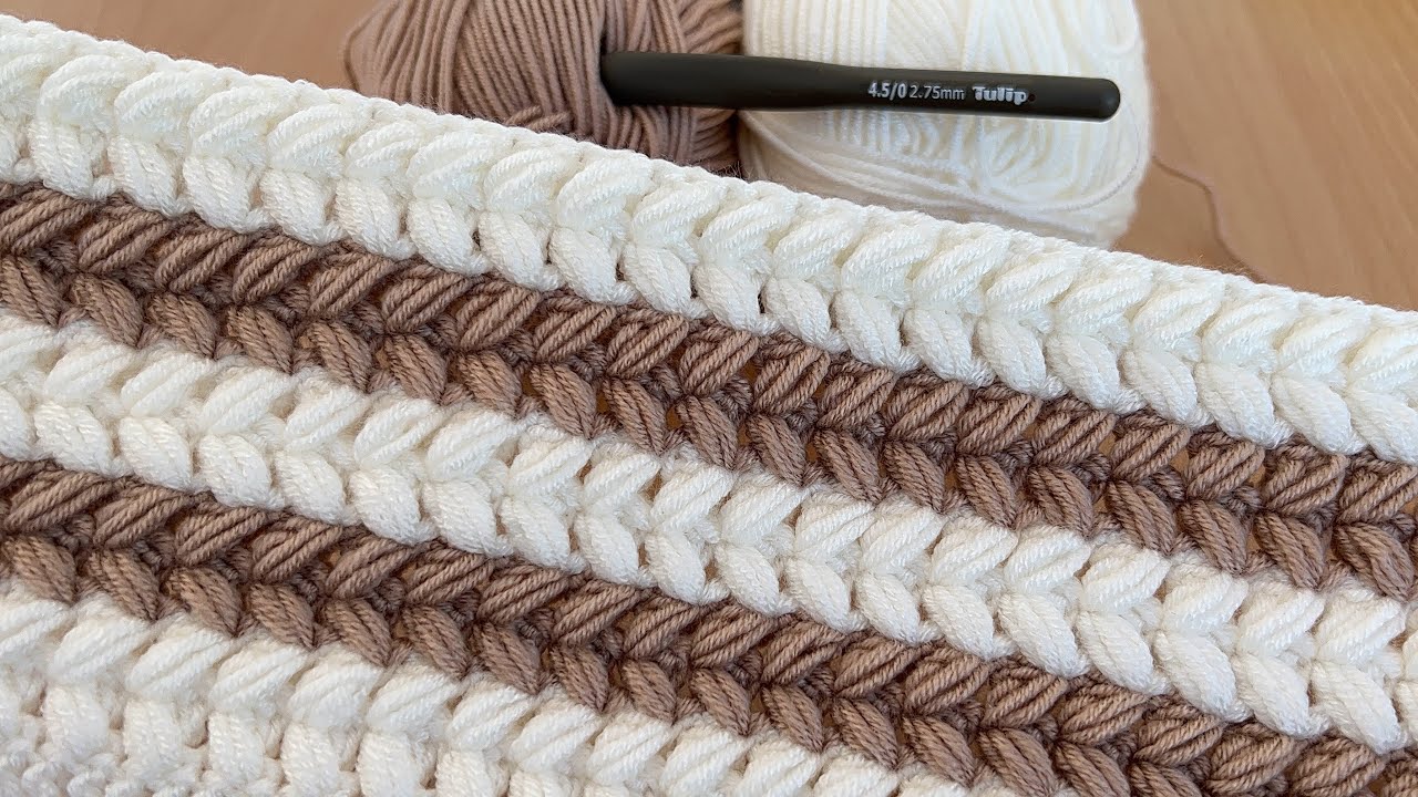 👌🏻💯Krem ve sütlü kahve nin muhteşem uyumu / en kolay bebek battaniye modeli/ crochet blanket