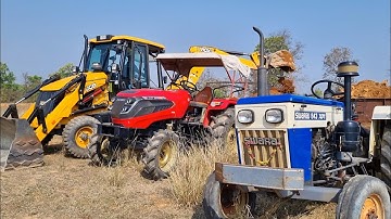 Jcb 3dx Machine Going To Another Village For Mud Loading With Mahindra and Swaraj Tractor | Jcb Gadi