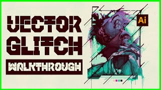 Adobe Illustrator | Vector Glitch Portrait Illustration | Process Walkthrough