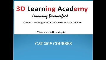 CAT 2019 Course Plan: 3D Learning Academy