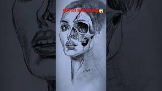 Half Face Skull Drawing 😱 Realistic Pencil Art Tutorial 2026 #drawing #art #youtubeshorts
