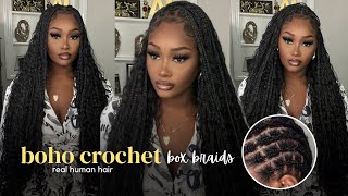 HOW TO: Easy Boho Crochet Box Braids with curly human hair ft. YGWigs