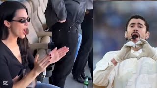Kendall Jenner se Emociona al ver a Bad Bunny en el super bowl 