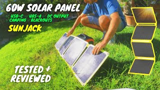 SUNJACK 60W Portable mid-sized Solar Panel ☀️ (USB-C, USB-A, DC Output) Resimi