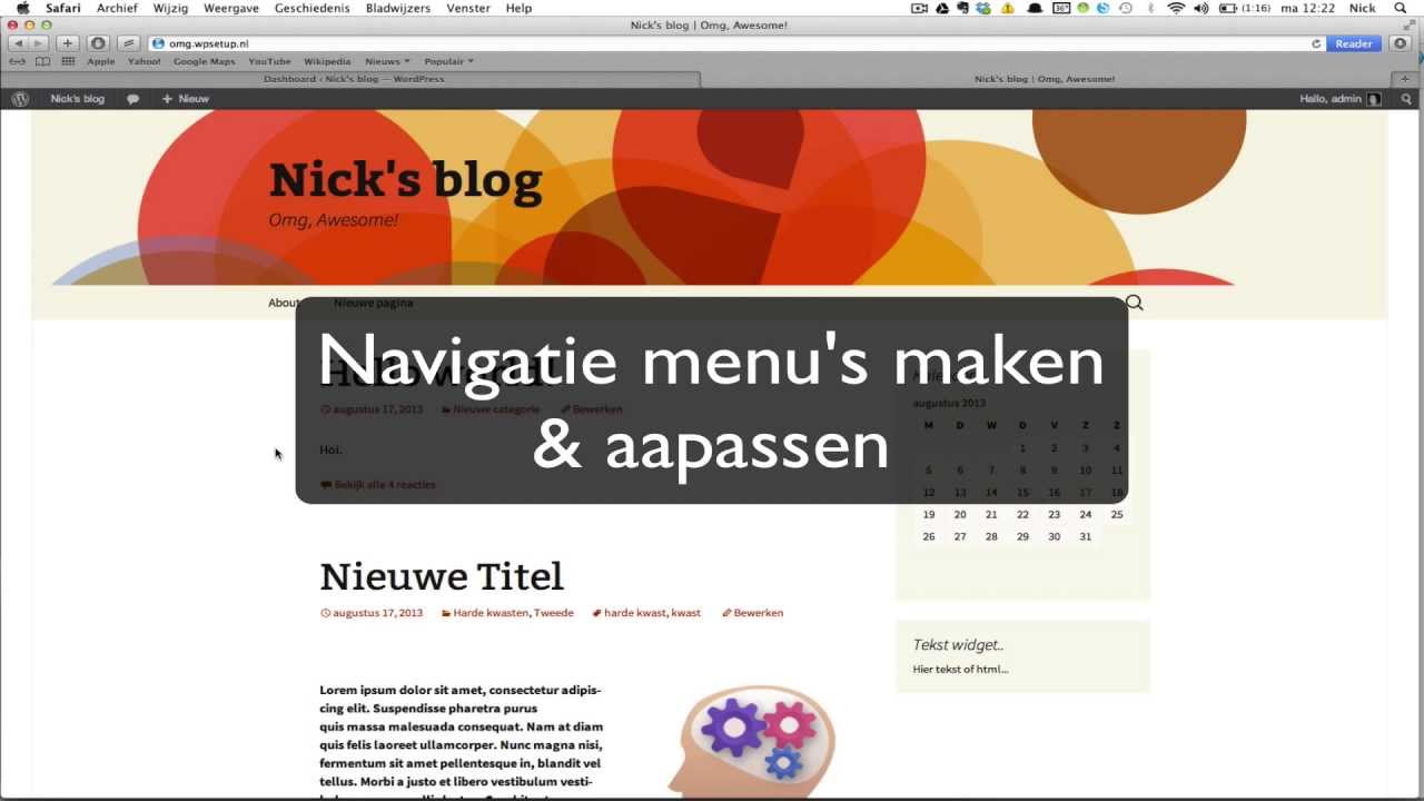wordpress menu maken
