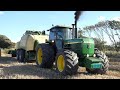 John Deere 4955 working in the field baling w/ Krone BigPack 4X4 High-Speed Baler | Harvest 2020