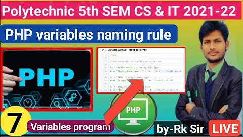 PHP variables Syntax ll PHP variables naming rule ll PHP Variables ( A to Z) program ll  CS & IT
