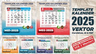 Template Vektor kalender 2025 Lengkap, Vektor Coreldraw, Adobe Illustrator & Pdf screenshot 2