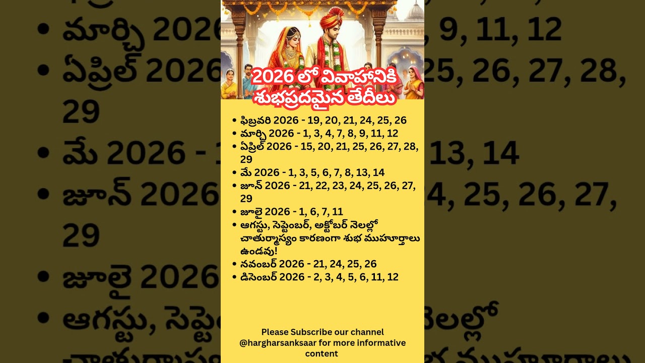 Pelli Muhurtham 2026 #pelli #muhurtham  #marriagedate #telugumarriage #auspiciousday #teluguwedding