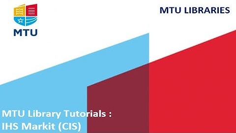 IHS Markit / CIS Database Tutorial