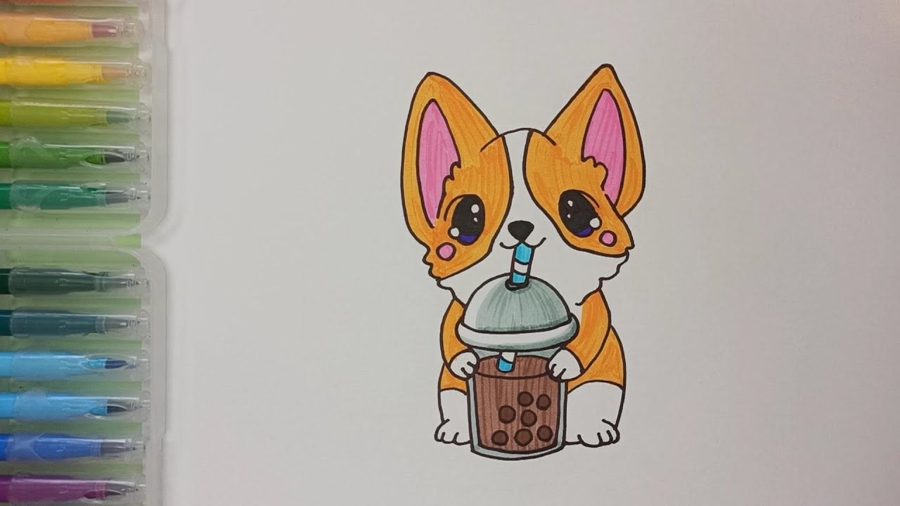 How to draw a cute funny corgi puppy - YouTube