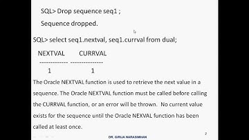 part3 drop,nextval,currval sequence