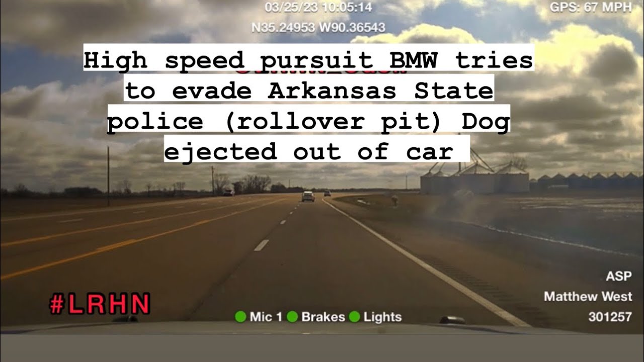 High Speed pursuit BMW tries to evade Arkansas State police (rollover