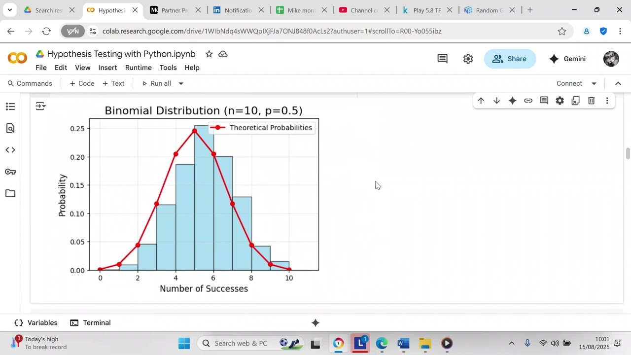 Create a binomial distribution with  numpy