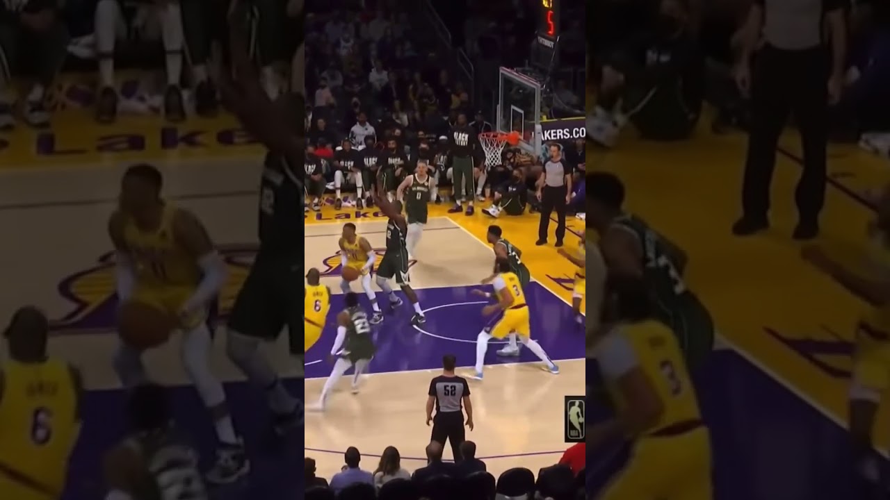 LeBron James, reverse dunks on Giannis Antetokounmpo ￼