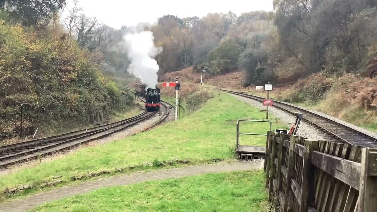 Two steam trains running side by side at dean forest railway!
