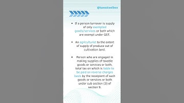 Who are the person not liable to be registered under GST ?#Taxestoolbox