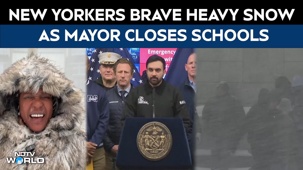 New Yorkers Brave Heavy Snow As Mayor Closes Schools, Opens Warming Shelters Amid Winter Storm In US