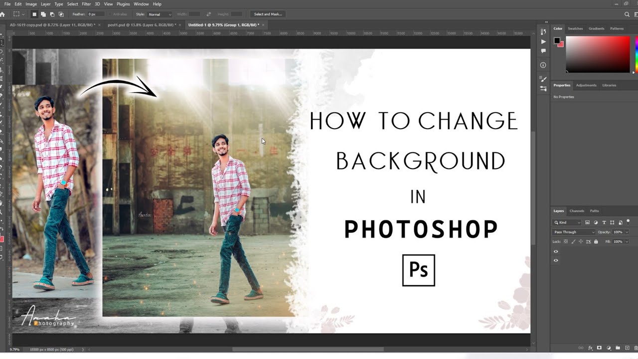 HOW TO CHANGE BACKGROUND IN PHOTOSHOP // #ARAHAPHOTOGRAPHY // #AJAY ...