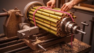 SO MAGICAL! Woodturning Art with Epoxy and Bamboo Tubes - Woodworking Craftsman 86