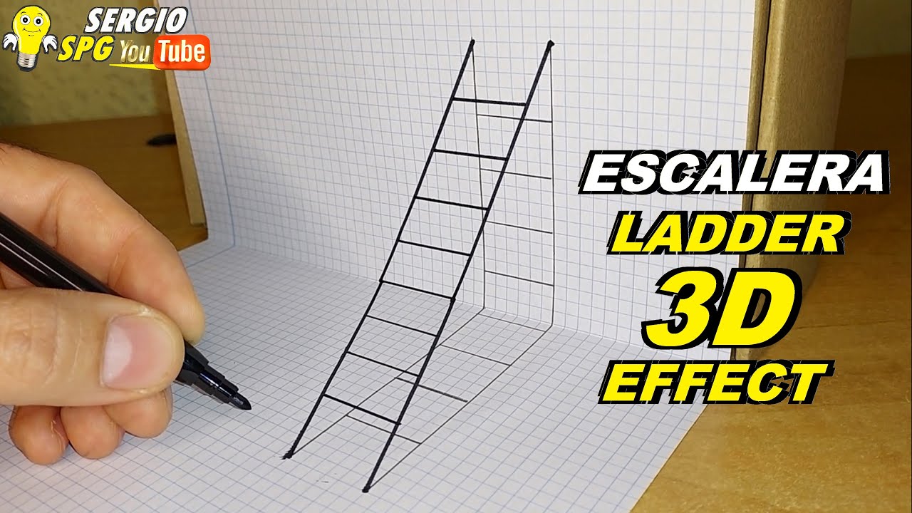 Dibujos 3d En Papel ✍️Como DIBUJAR una ESCALERA 3D en Papel Cuadriculado✍️How to Draw a 3D  Ladder Trick art Graph Paper - YouTube