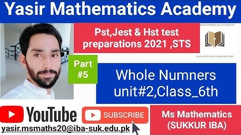 Whole Numbers|Class 6th|Mathematics|3rd Part|PST-JEST|Test Preparations|Sukkur IBA STS